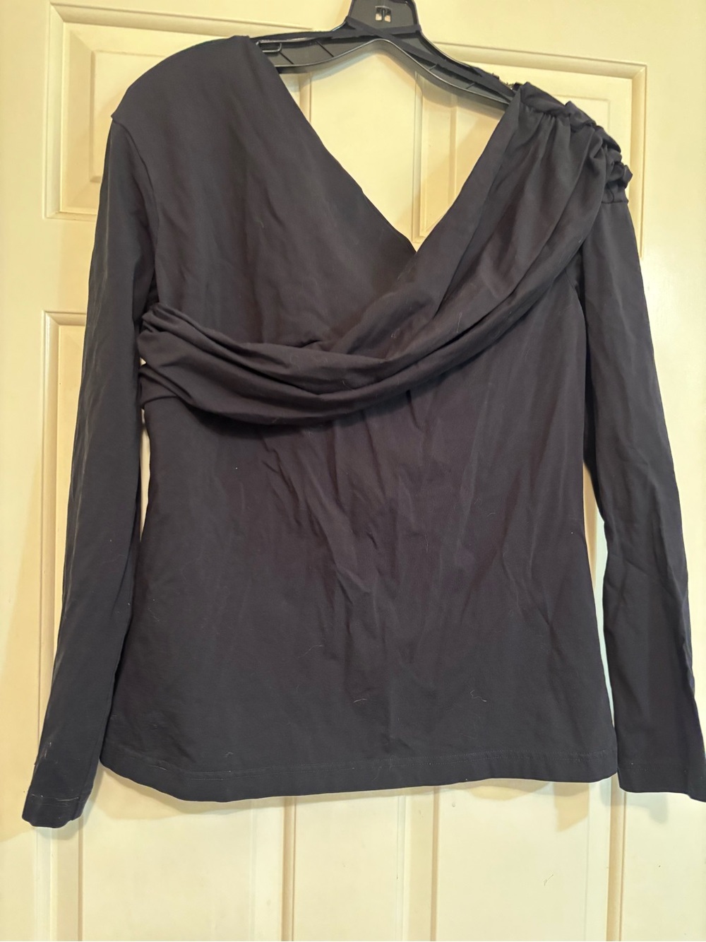 COS Black Draped Long-Sleeve Women’s Top